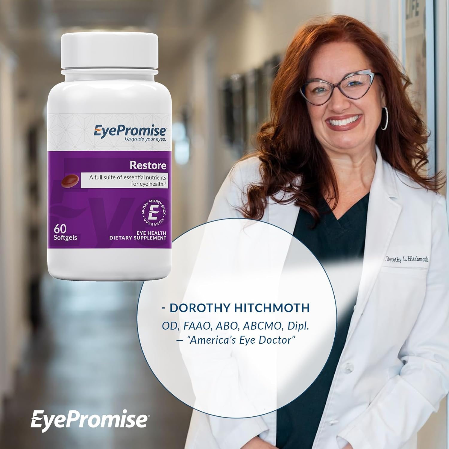 Eyepromise Restore Supplement - 60 Softgel Capsules Containing Lutein, Vitamin C, Vitamin D, Vitamin E, Omega-3 Fish Oil, And Zeaxanthin - A Patented Complete Eye Health Formula : Health & Household
