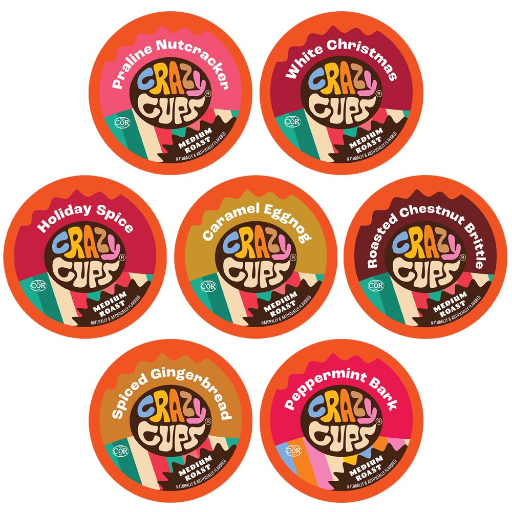 Crazy Cups Christmas Variety Pack Of Single Serve Flavored Coffee Pods For Keurig, 30 Count Holiday Gift