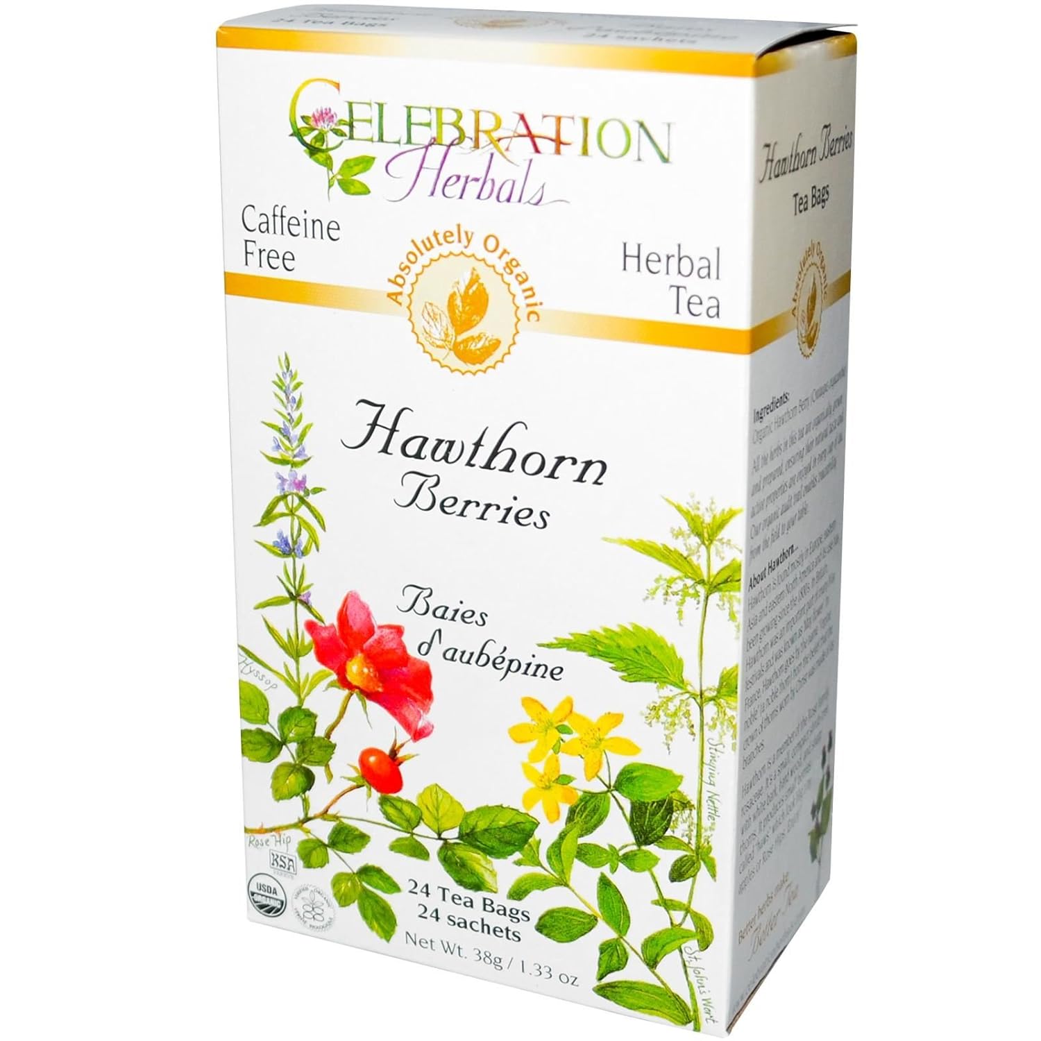 Celebration Herbals Teabags Herbal Tea Hawthorne Berries Organic - 24 Herbal Tea Bags : Grocery Tea Sampler : Grocery & Gourmet Food
