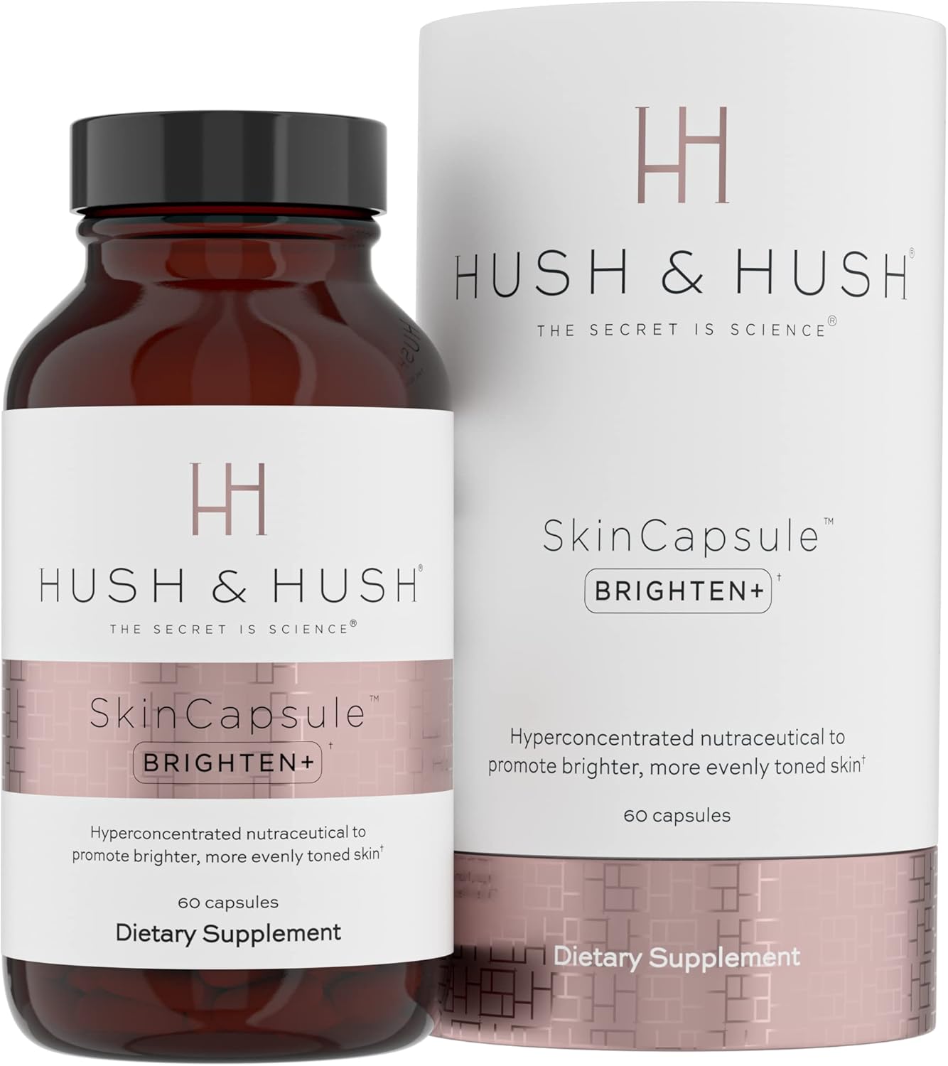 Hush & Hush Skincapsule Brighten+ - Skin Brightening Vitamin C Supplement - Glowing Skin Beauty Vitamins - Reduces Dark Spots & Discoloration - Vegan, Non-Gmo, Gluten Free - 60 Capsules : Health & Household