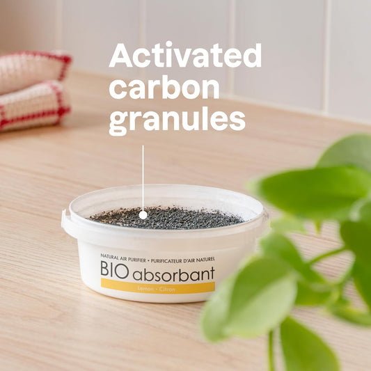 ATTITUDE Bio Absorbant Air Purifier with Activated Carbon, Plant- and Mineral-Based, Absorbs Odors, Vegan, Lemon, 8 Ounces