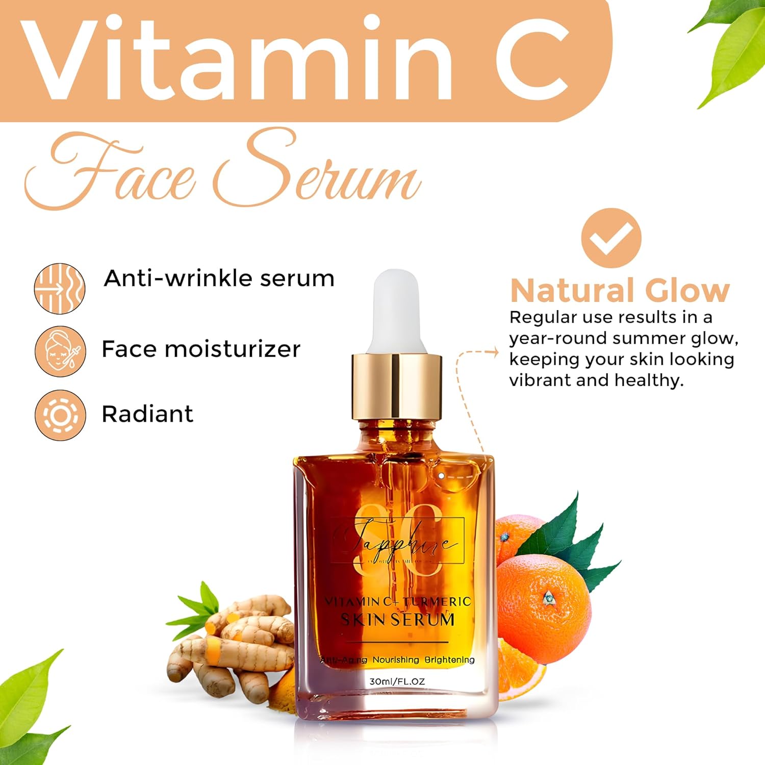 Sc Sapphire'S Vit C Ascorbic Acid & Turmeric Elixir | A Daily Essential For Skincare, Revitalizing Dull, Dry Skin | Calming Sensitive Or Stressed Skin | Hydrating Winter Solution | 1Oz. (2) : Beauty & Personal Care