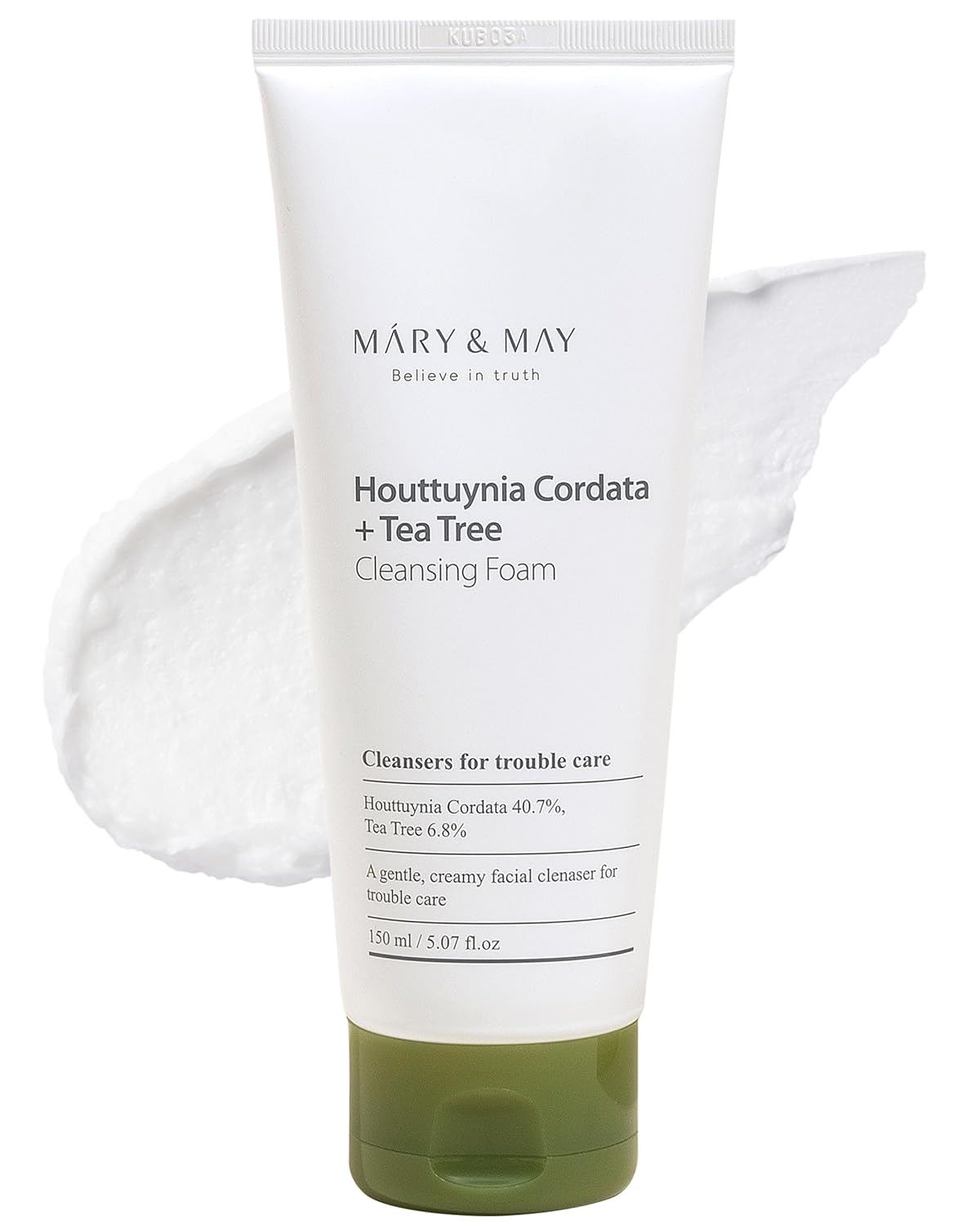 Mary&May Houttuynia Cordata + Tea Tree Deep Clean Foam - Pore Cleansing, Skin Trouble Care, Soothing Hydration - Korean Skincare, Ewg Green Grade, Hypoallergenic, 5.07 Fl Oz