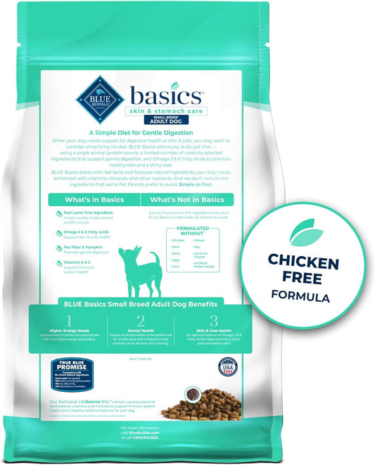 Blue Buffalo Basics Grain-Free Dry Dog Food For Small Breed Adult Dogs, Limited Ingredient Diet, Lamb Recipe, 11-Lb. Bag