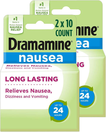 Dramamine Nausea Long Lasting, Nausea Relief, 10 Count (Pack Of 2)