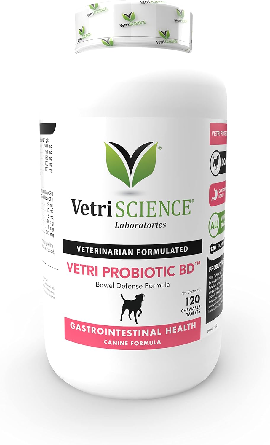 VetriScience Vetri Probiotic Bowel Defense and GI Support Supplement for Dogs, 120 Tablets