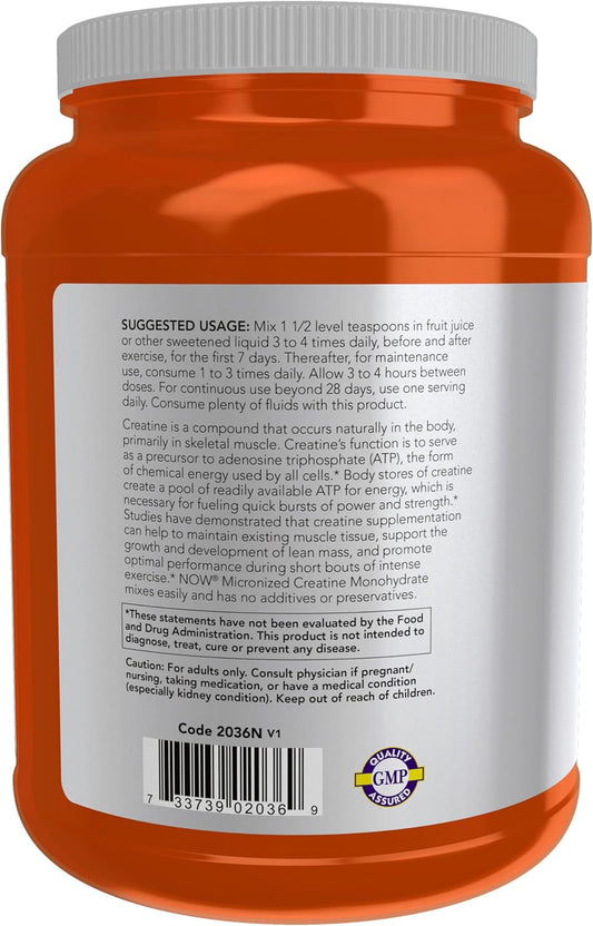 Now Sports Nutrition, Micronized Creatine Powder 500 G, Mass Building*/Energy Production*, 1 Kg