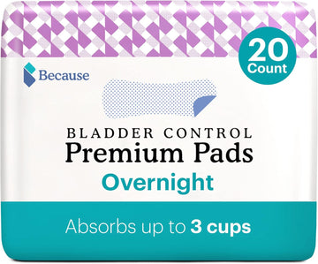 Because Premium Incontinence Pads For Women - Discreet, Individually Wrapped Liners - Overnight, 48 Packs, (8 Boxes In 1 Pallet)