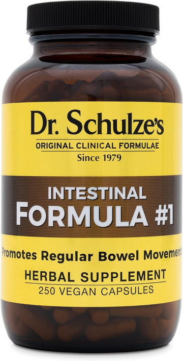 Dr. Schulze's Intestinal Formula #1 | All Natural Bowel Cleanse | Promotes Regular Bowel Movements | Improves Detoxification | Strong Herbal Formula | Family Size | 250 ct Vegan - Packaging May Vary