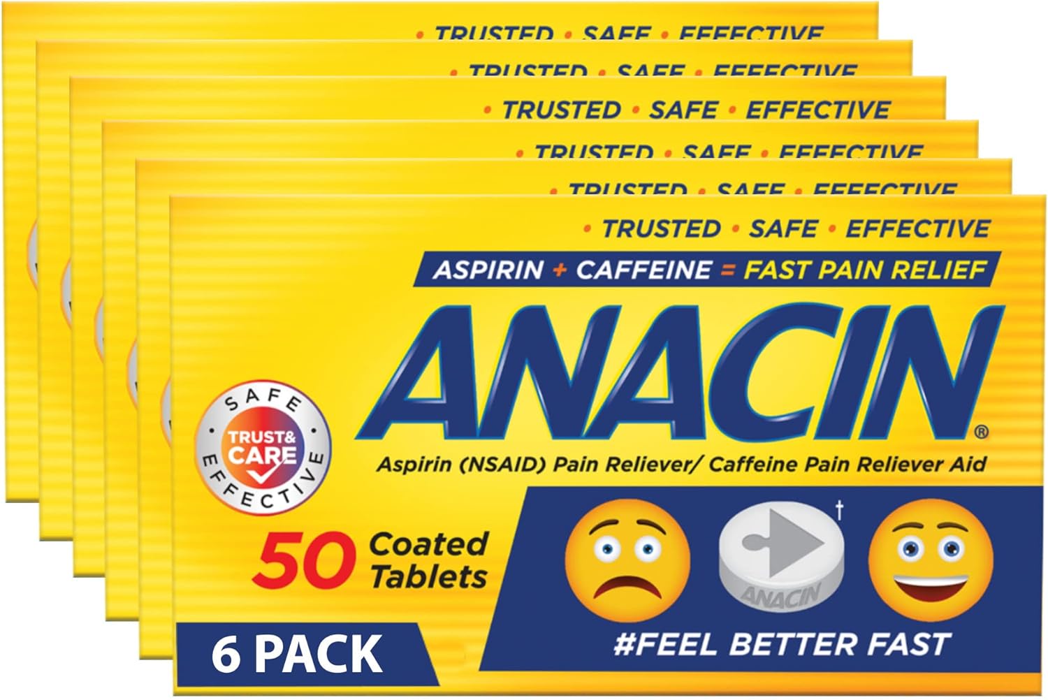 ANACIN- Fast Pain Relief (NSAID) Caffeine Pain Reliever Aid, 50 Tablet