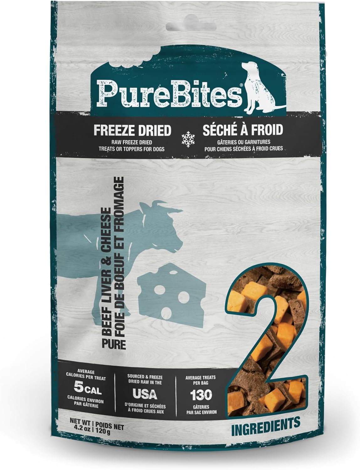 Purebites Beef & Cheese Freeze Dried Dog Treats, 2 Ingredients, Made In Usa, 4.2Oz