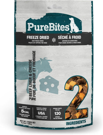 Purebites Beef & Cheese Freeze Dried Dog Treats, 2 Ingredients, Made In Usa, 4.2Oz