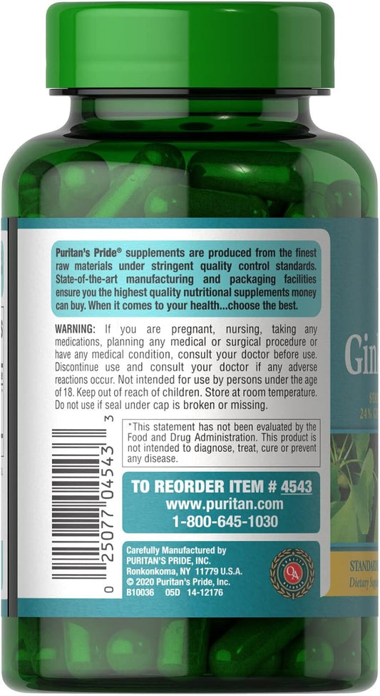 Puritan'S Pride Ginkgo Biloba Standardized Extract 120 Mg, 200 Count