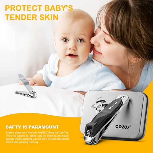Bezox Safe Baby Nail Clippers, Small Jaw Kids Nail Clipper Trimmers For Infants, Child And Toddlers, Precision Nail Grooming Tool For Tiny Fingers And Toes - Black