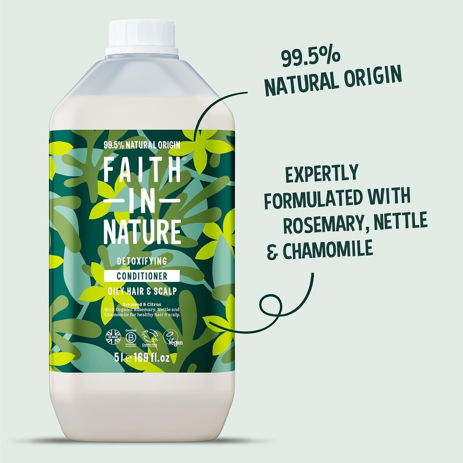 Faith In Nature Natural Seaweed & Citrus Conditioner, Detoxifying for Oily Hair & Scalp, Vegan & Cruelty Free, No SLS, Silicones or Parabens, 5L Refill Pack : Amazon.co.uk: Beauty