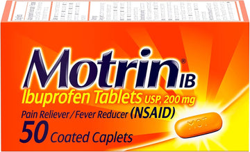 Motrin Ib, Ibuprofen 200Mg Tablets For Fever, Muscle Aches, Headache & Back Pain Relief, 50 Ct