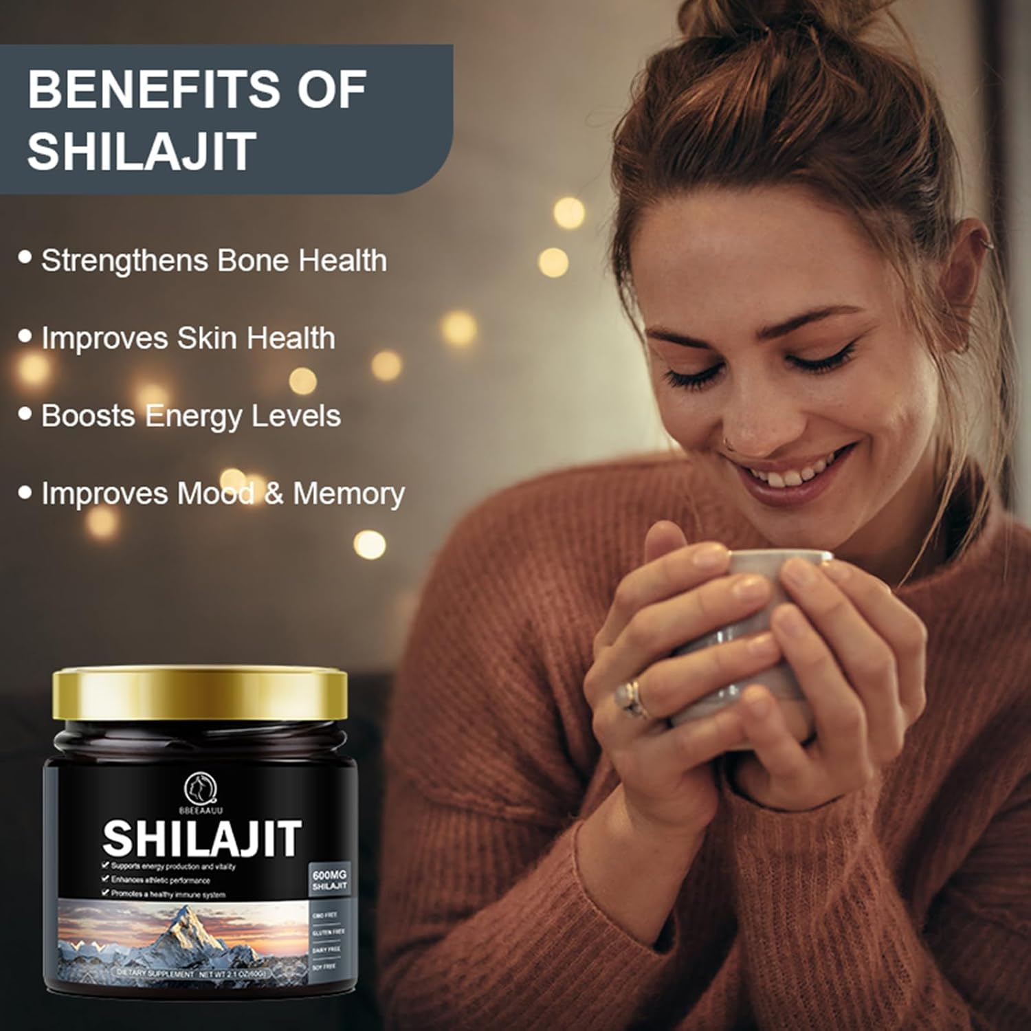 Pure Himalayan Shilajit Resin 600Mg, 100% Pure Shilajit 60 Grams, High Potency Shilajit For Immune Support, Energy, Natural Shilajit Supplement With 85+ Trace Minerals & Fulvic Acids Resi