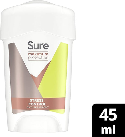 Sure Stress Control Maximum Protection Anti-Perspirant Deodorant stick for Men, 45 ml, Pack of 6