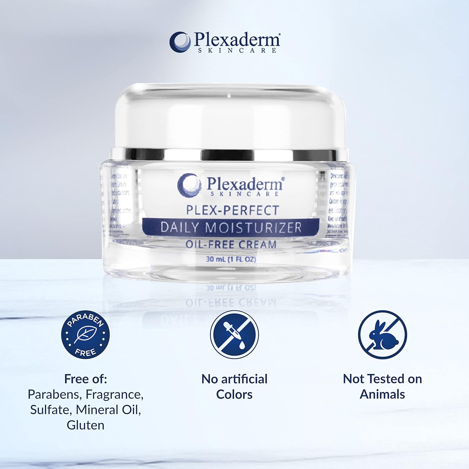 Plexaderm Daily Face Moisturizer - Hyaluronic Acid for Deep Hydration - For All Skin Types, Fragrance-Free, 1 fl oz : Beauty & Personal Care