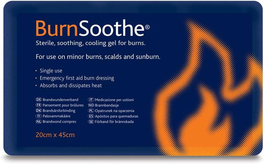 Reliance Medical Burnsoothe Cooling Gel Immediate Dressing For Burns In First Aid Sterile Burns Soothing, Non-Adherent, Non-Toxic, Minimize Trauma And Skin Damage, 20 Cm x 45 Cm, (Pack Of 1) : Amazon.co.uk: Health & Personal Care