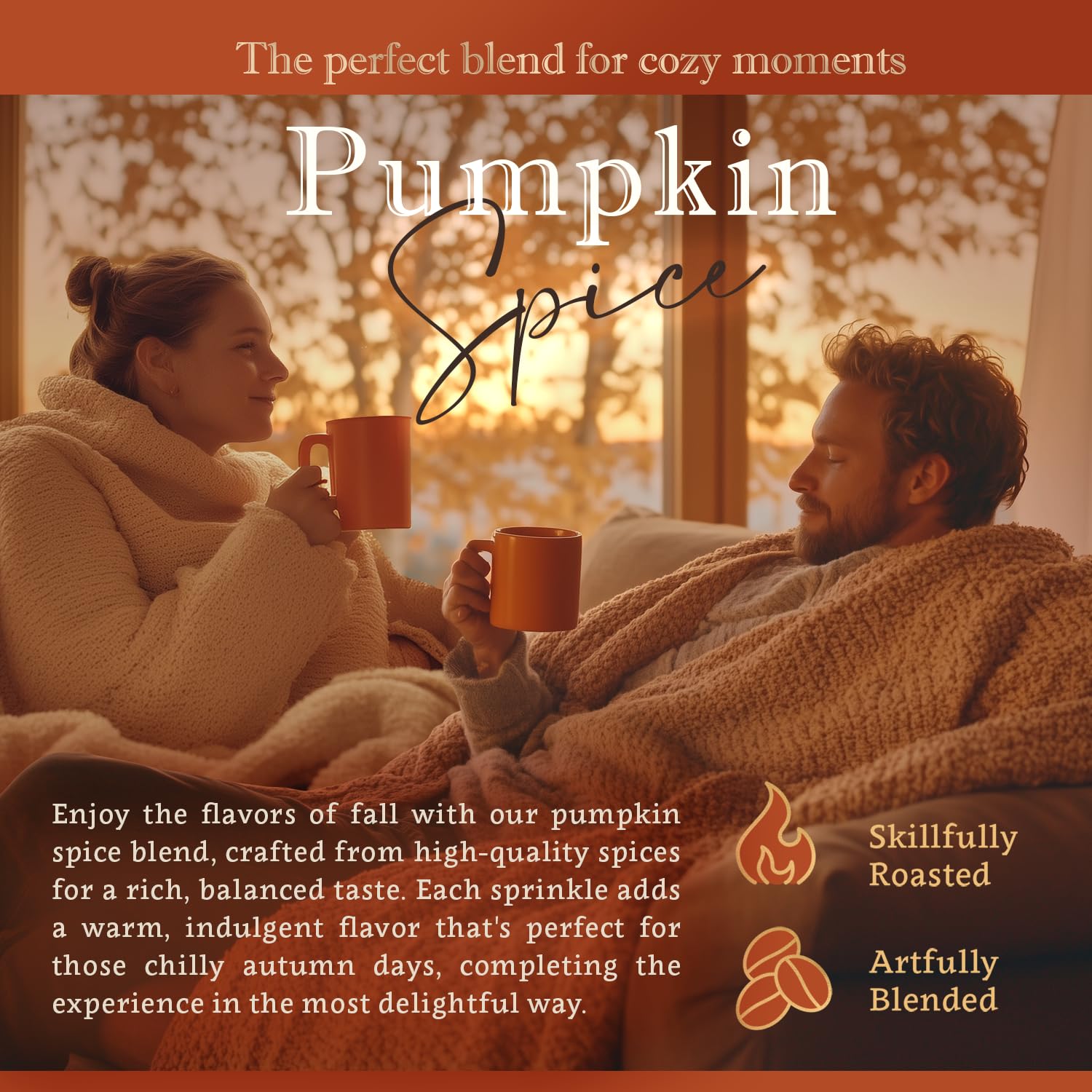 Coffea Flavor Pumpkin Spice Whole Bean Coffee - Organic Medium Roast 100% Arabica, Gourmet, Freshly Roasted, Fair Trade, Usda Organic, 16 Oz