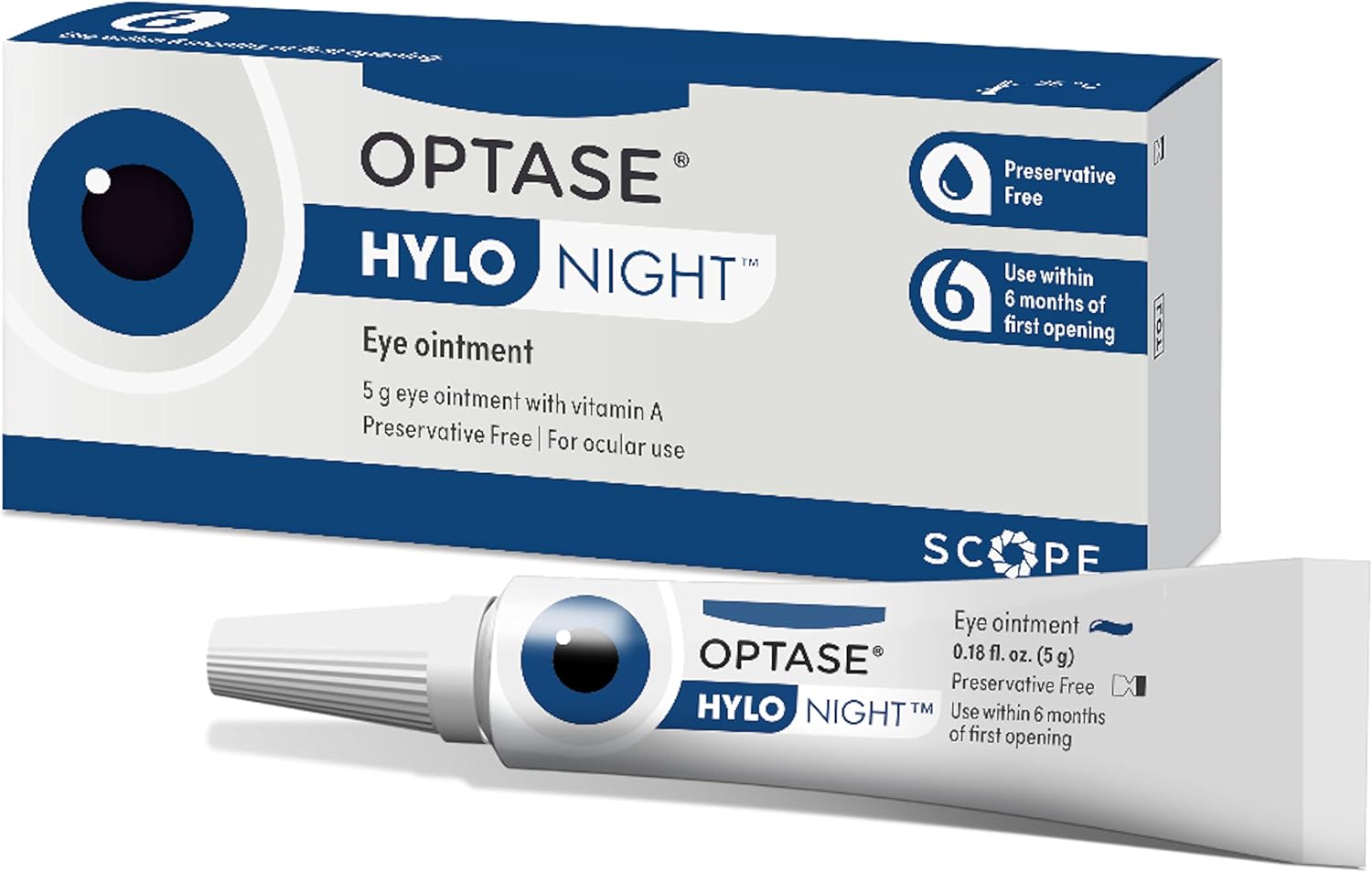 Optase Hylo Night Gel For Dry Eyes - Preservative Free Lubricant Ointment For Nighttime Dry Eye Relief From Blepharitis And Styes - .18 Oz