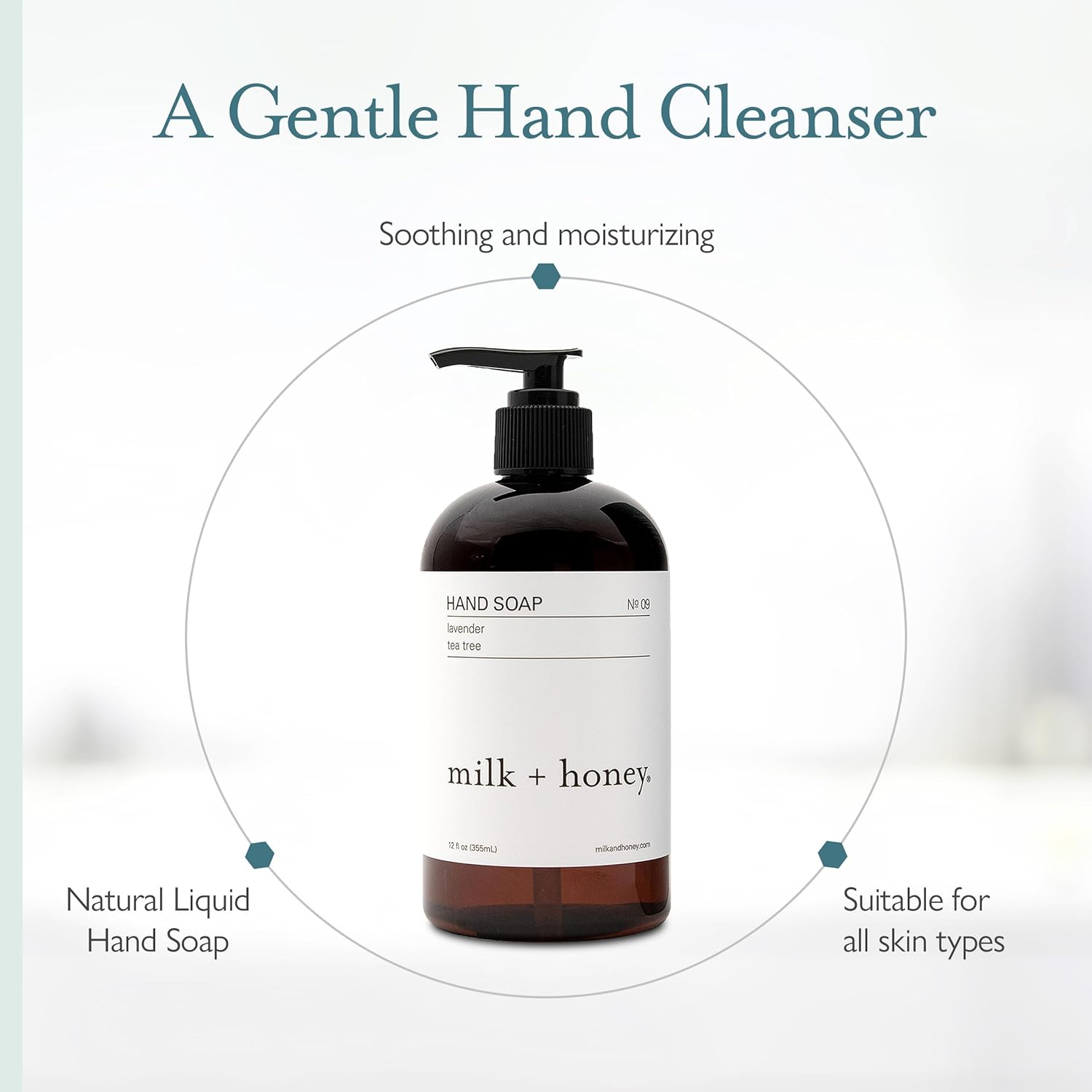 Milk + Honey Liquid Hand Soap No. 9 – Moisturizing Castile Hand Wash With Lavender And Tea Tree, Plant-Based Soap For Sensitive Skin, 12 Fl Oz : Beauty & Personal Care