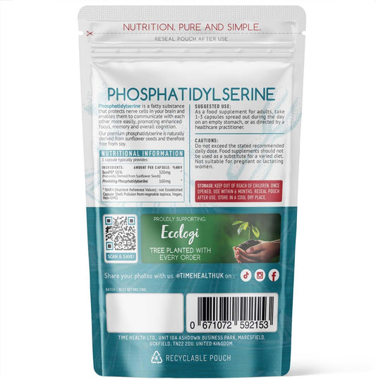 Phosphatidylserine - 160mg per Capsule - Naturally Derived from Sunflower Seeds - Premium Brand SunPS® - Soy Free - Vegan - Zero Additives - Pullulan (60 Capsules) : Amazon.co.uk: Health & Personal Care