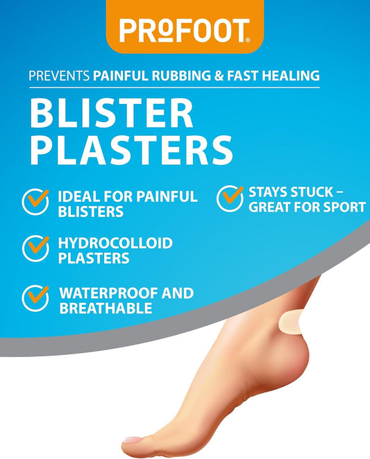 Profoot Blister Plasters - 6 Medium Hydrocolloid-Based Plasters - Ideal For Painful Blisters - Prevents Painful Rubbing - Instant Pain Relief - Stays In Place