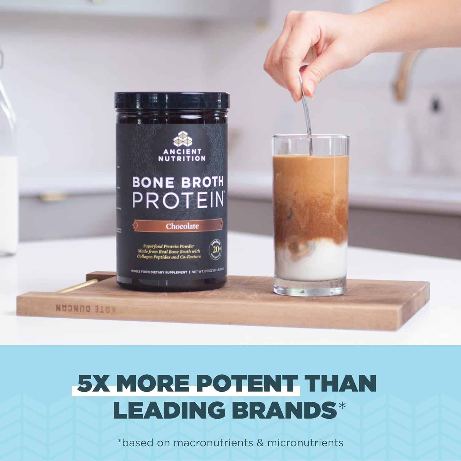 Ancient Nutrition Protein Powder Made from Real Bone Broth, Chocolate,