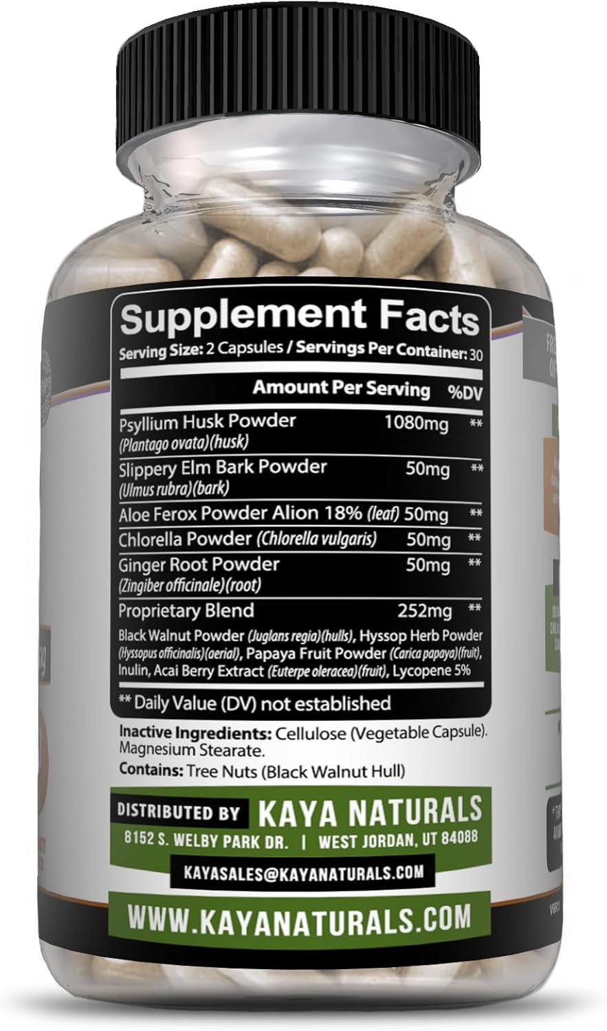 Kaya Naturals Psyllium Husk 60 Count : Health & Household