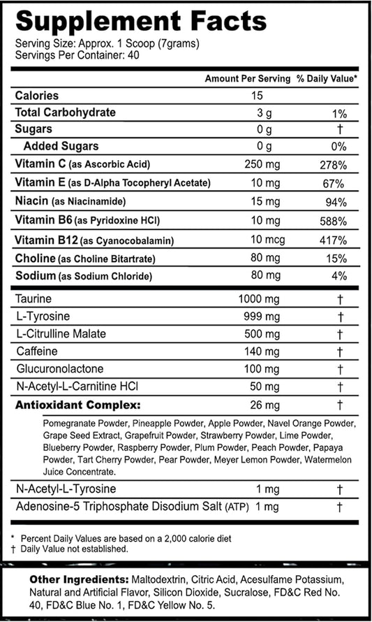 G Fuel Black Ooze Sugar Free Energy Powder, Caffeine Focus Supplement, 40 Svg : Health & Household