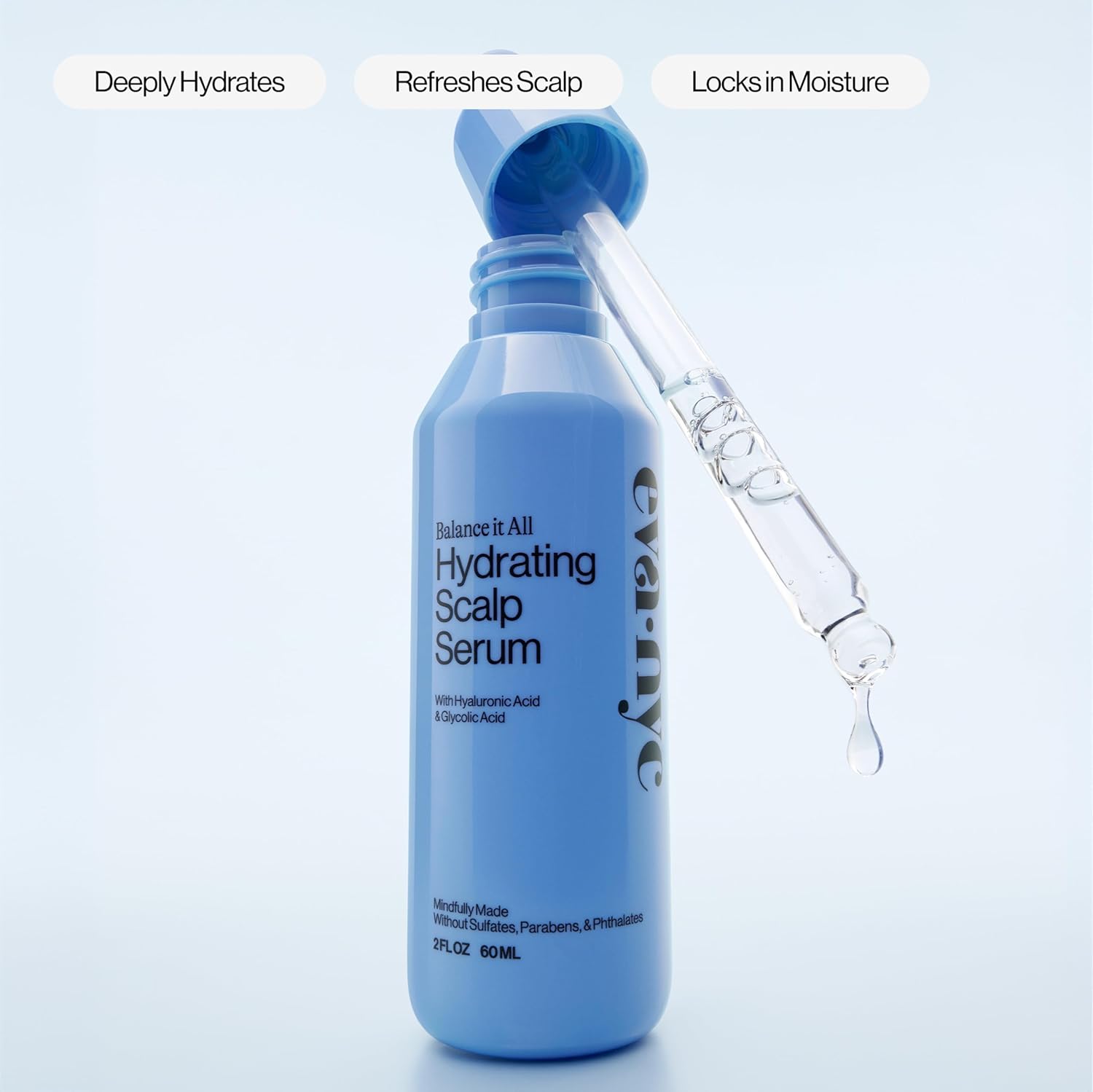 Eva Nyc H2-Whoa Hydrating 3-In-1 Scalp Serum, Infused With Hyaluronic Acid And Glycolic Acid, 2.0 Fl Oz