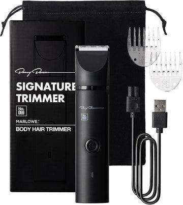 Marlowe. No. 069 Hair Trimmer For Men, Signature Body Hair Trimmer, Lightweight, Waterproof Personal Groomer With Detachable Stainless Steel & Ceramic Blades, Rechargeable Battery