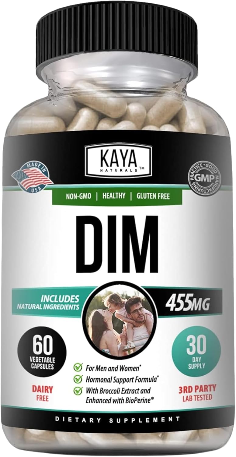 Kaya Naturals Dim Ultra | Supplement For Women And Men | Vegetable Capsules With Broccoli Extract & Bioperine | Herbal Supplement For Hormonal Support, Acne, Menopause, And Prostate – 60 Count
