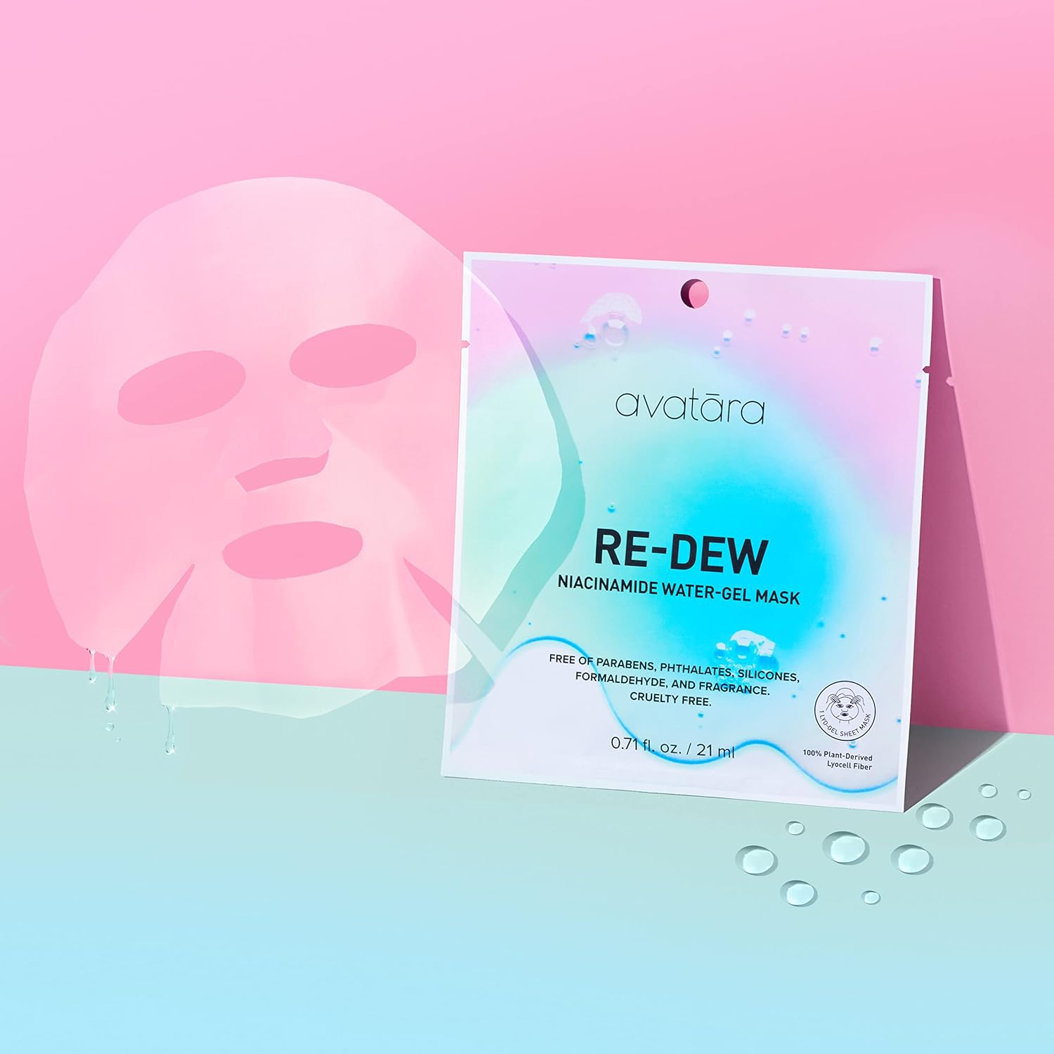 Avatara Re-Dew Niacinamide Water-Gel Mask, Skin Dehydration Solution, Mask With A Gel Feel, Beauty Essential With Niacinamide & Hyaluronic Acid, Smoothing, Moisture-Boosting, 0.71 Fl.Oz. / 21 Ml : Beauty & Personal Care