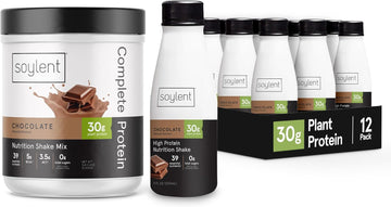 Soylent Complete Protein Chocolate Bundle, Soylent Chocolate High Protein Shake, Ready To Drink Protein Drinks, 11 Oz, 12 Pack + Soylent Complete Protein Powder - Chocolate (1.25Lbs – 10 Servings)