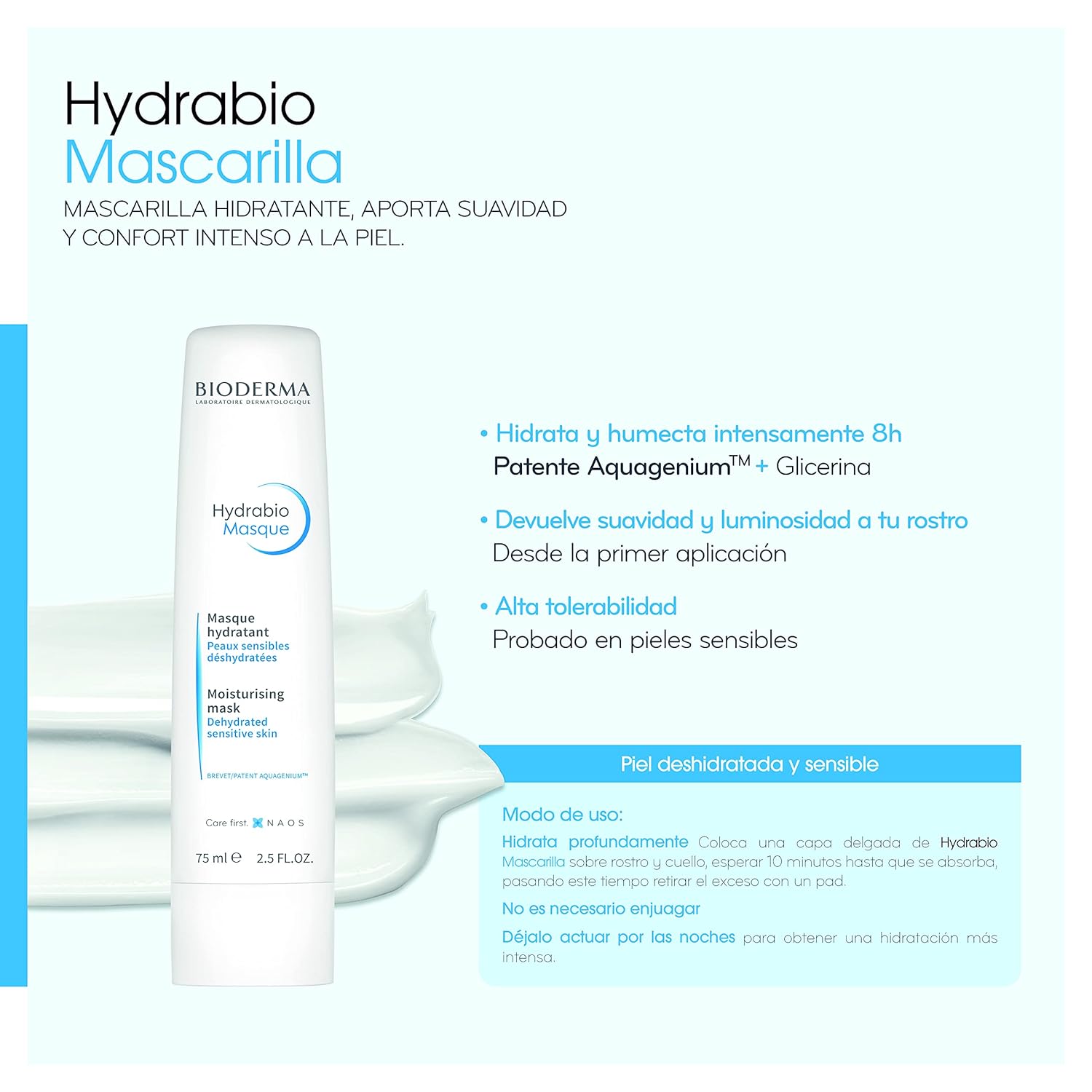 Bioderma - Hydrabio - Face Mask - Facial Mask for Sensitive Dehydrated Skin - Generates Softness and Comfort : Beauty & Personal Care