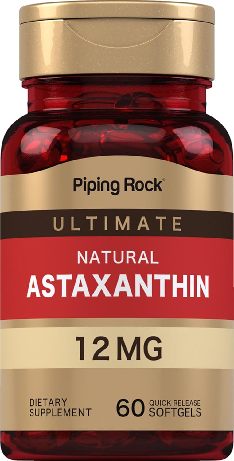Piping Rock Astaxanthin 12Mg | 60 Softgels | Ultimate Supplement | Gluten Free, Non-Gmo