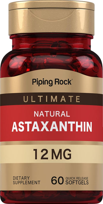 Piping Rock Astaxanthin 12Mg | 60 Softgels | Ultimate Supplement | Gluten Free, Non-Gmo