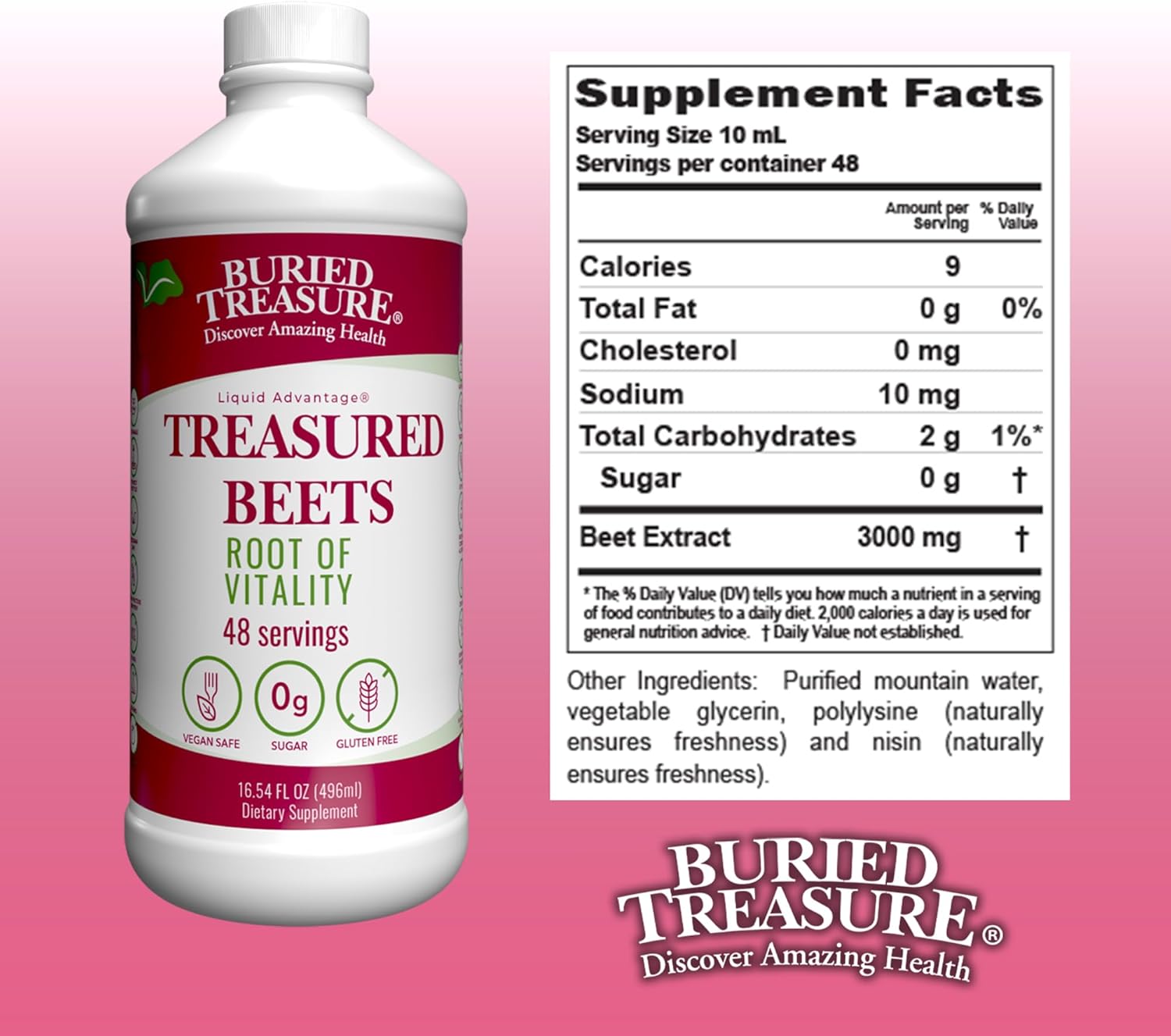 Buried Treasure ,Treasured Beets, 16Oz 48 Servings, Nitric Oxide Supporting Superfood Supplement : Health & Household