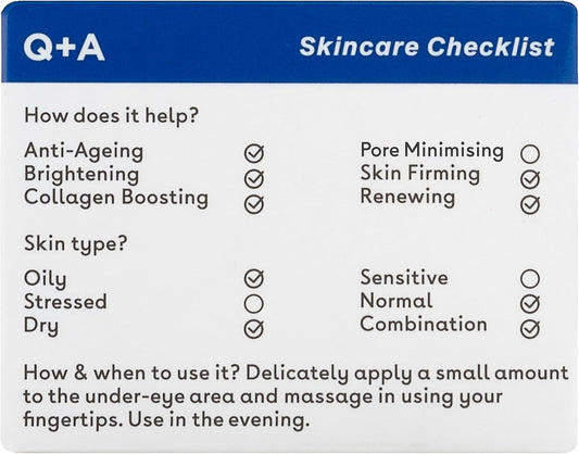 Q+A Retinol Eye Cream – Boosts Collagen, Firms & Illuminates Under-Eye With Green Seaweed & Liquorice – De-Puffs, Anti-Ageing, Vegan, Cruelty-Free, Made In Uk, Recyclable Packaging, Gentle Use, 15Ml