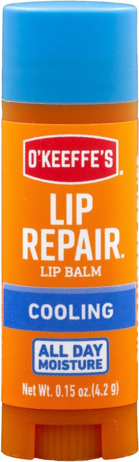 O'Keeffe's Cooling Relief Lip Repair Lip Balm for Dry, Cracked Lips, Stick, (Pack of 4)