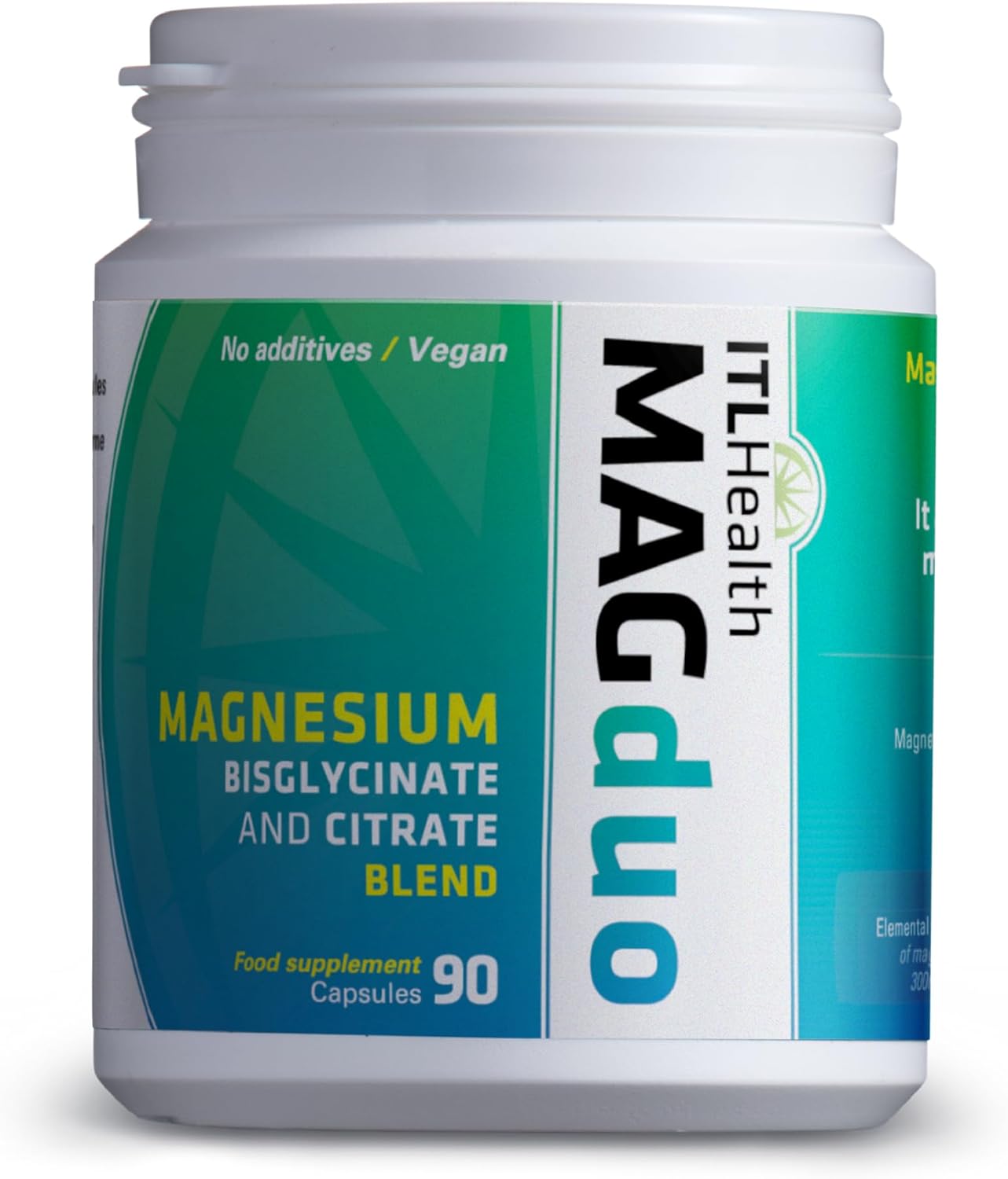 Mag365 Itl Health - Mag Duo Magnesium Bisglycinate & Citrate Blend, 90 Capsules, Promotes Stress Relief, Excellent Source Of Magnesium, Overall Health Supplement
