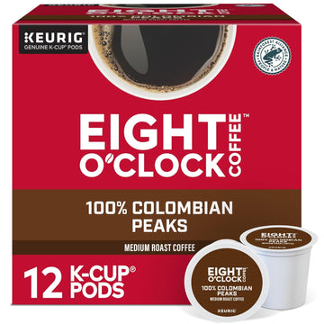 Eight O'Clock Coffee Colombian Peaks, Keurig Single Serve K-Cup Pods, Medium Roast, 12 Count, Pack Of 6
