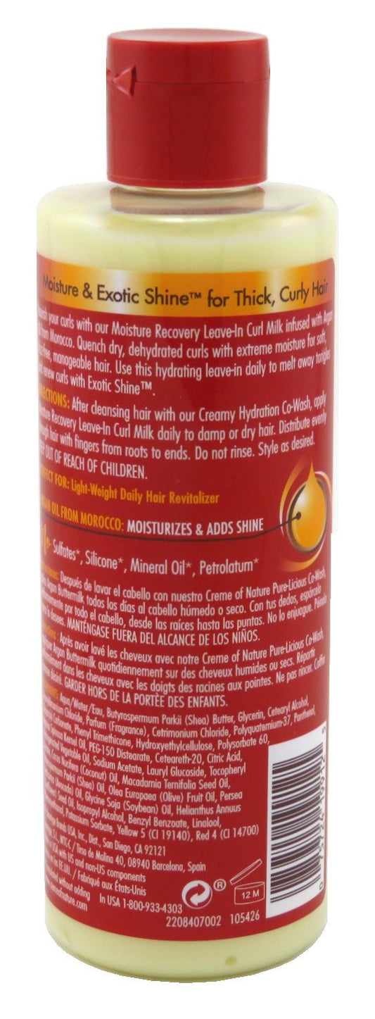 Creme Of Nature, Argan Oil Moisture Recovery Leave In Curl Milk, Argan Oil Of Morocco, Softens & Defines Curls, 8 Fl Oz