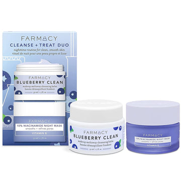 Farmacy Cleanse & Treat Duo - Makeup Remover Cleansing Balm & 10% Niacinamide Facial Mask - The Perfect Nighttime Skincare Routine