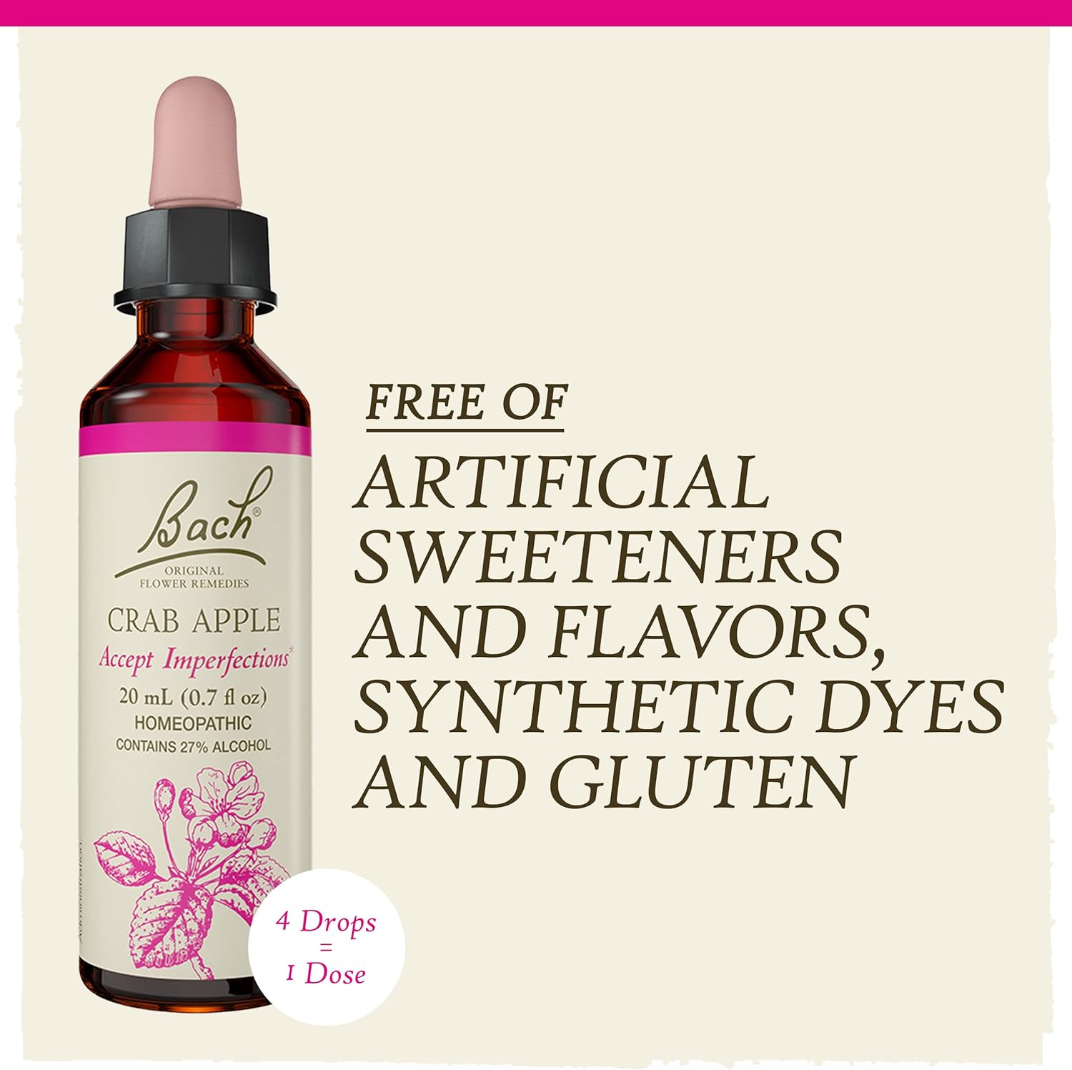 Bach Original Flower Remedies, Crab Apple for Accepting Imperfections, Natural Homeopathic Flower Essence, Holistic Wellness and Stress Relief, Vegan, 20mL Dropper : Health & Household
