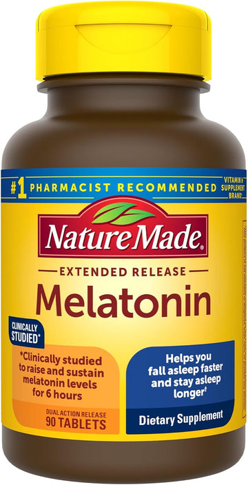 Nature Made Melatonin 4Mg Extended Release Tablets, 100% Drug Free Sleep Aid For Adults, 90 Count, 90 Day Supply