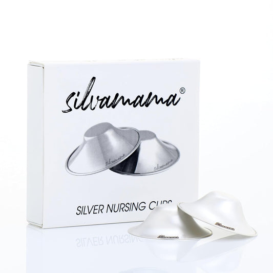 The Original Silvamama Silver Nursing Cups - Nipple Shields for Nursing Newborn-Pure Silver Nursing Cups Natural Breastfeeding Support for Moms (X-Large (925))